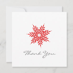 Red Watercolor Snowflake  Thank You Card