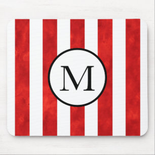 Red Watercolor Stripes Mouse Mat