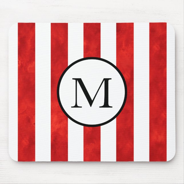 Red Watercolor Stripes Mouse Mat (Front)