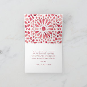 Red Watercolor Tile Folded Photo Thank You Card
