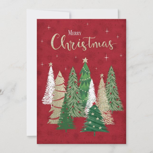 Red Watercolor Tree Christmas Party Invitation (Front)