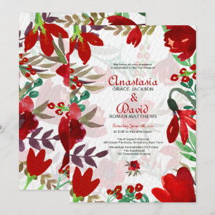 Red Watercolor Tulips Invitation