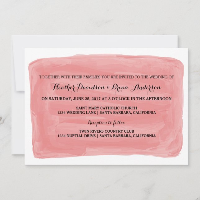 Red Watercolor Wedding Invite (Front)