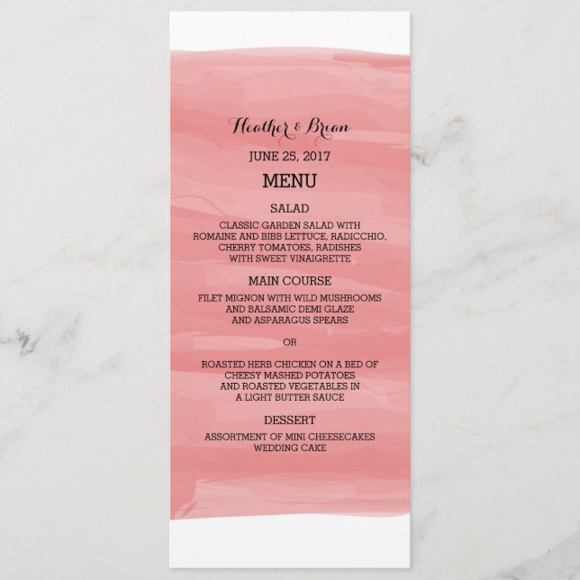 Red Watercolor Wedding Menu (Front)