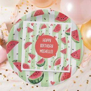 Red watermelon, Adorable summer Girl Birthday Napkin