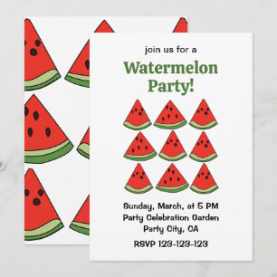 Red Watermelon Slices Tropical Summer Party Invitation