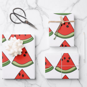 Red Watermelon Slices  Wrapping Paper Sheet