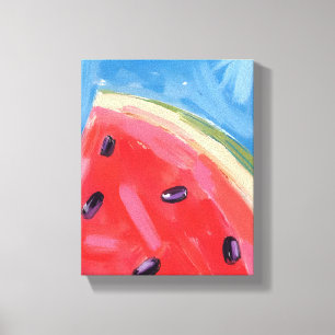 Red Watermelon Watercolor Fruit Painting Canvas Print