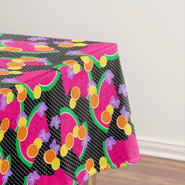 Red Watermelon Yellow Lemons Tropical Tablecloth (In Situ)