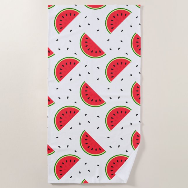 Red watermelons design beach towel (Front)