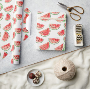 Red Watermelons Fruit Birthday Wrapping Paper