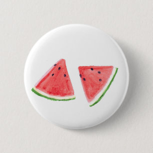 Red Watermelons fruit food tropical watercolor  6 Cm Round Badge
