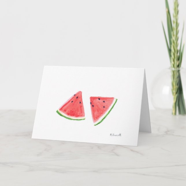 Red Watermelons fruit watercolor food Summer  Card (Front)