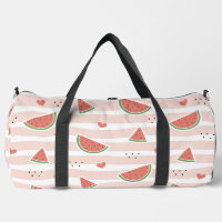 Red Watermelons, Hearts, Stripes, Summer Pattern