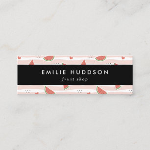 Red Watermelons, Hearts, Stripes, Your Name Mini Business Card