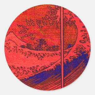 red wave classic round sticker