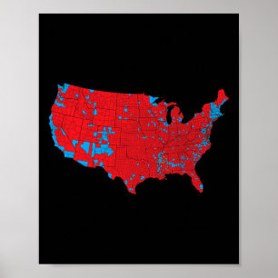 Red Wave Map Of Usa In The 2024 Presidential Elect Poster