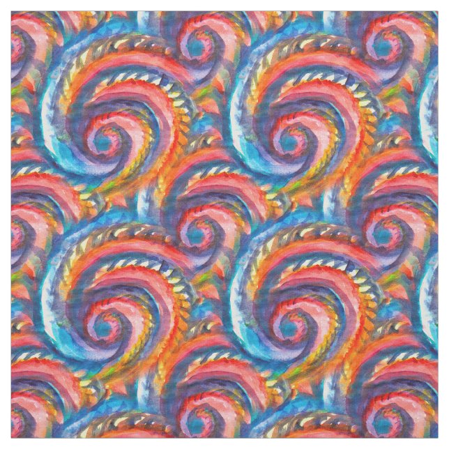 Red wave pattern fabric (Swatch)