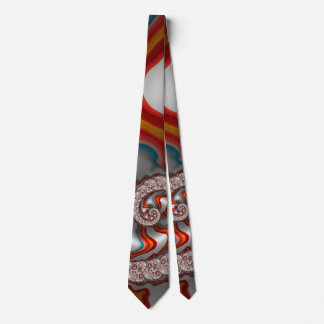 Red Waves 2 Abstract Fine Fractal Art Tie