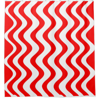 Red wavy Lines Shower Curtain
