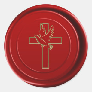 Red Wax Envelope Seal Cross Dove Religious
