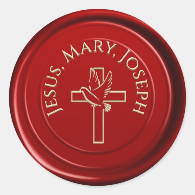Red Wax Jesus Mary Joseph Religious Classic Round Sticker (Front)