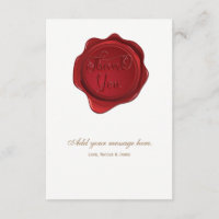 Red Wax Seal Elegant Formal Wedding Thank You