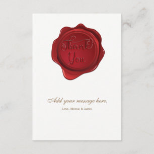 Red Wax Seal Elegant Formal Wedding Thank You Card