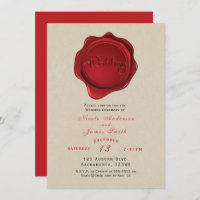 Red Wax Seal Elegant Kraft Brown Rustic Wedding