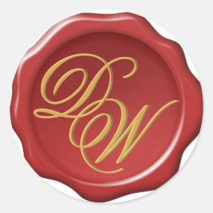Red Wax Seal Gold Yellow Monogram Calligraphy