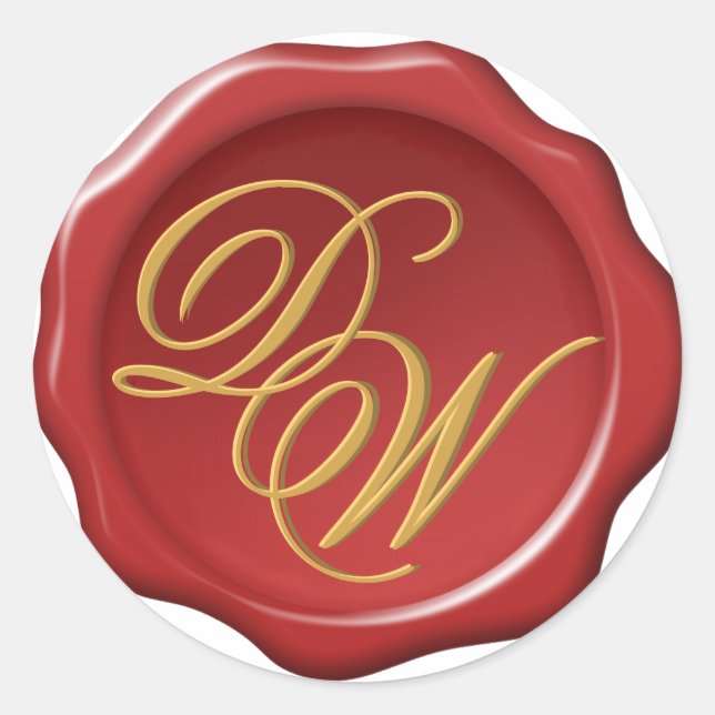 Red Wax Seal Gold Yellow Monogram Calligraphy (Front)
