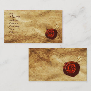 RED WAX SEAL PARCHMENT Monogram Business Card