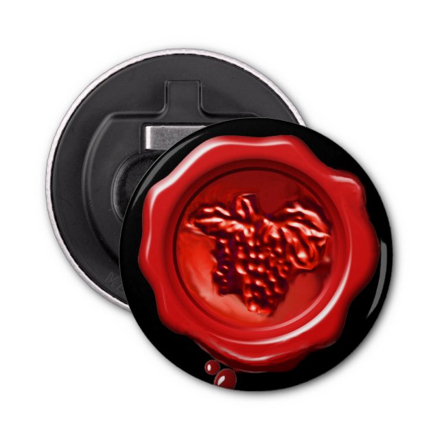 RED WAX SEAL WITH GRAPES  BOTTLE OPENER (Front)