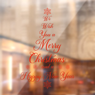 Red We Wish You A Merry Christmas Window Clings