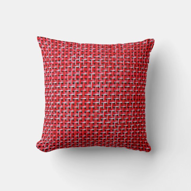 Red weave seamless texture of bamboo wicker rattan cushion (Front)