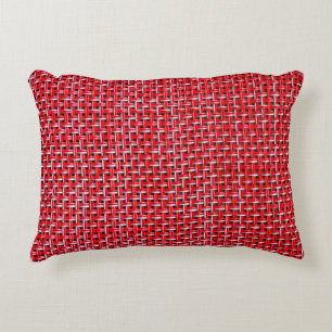 Red weave seamless texture of bamboo wicker rattan decorative cushion