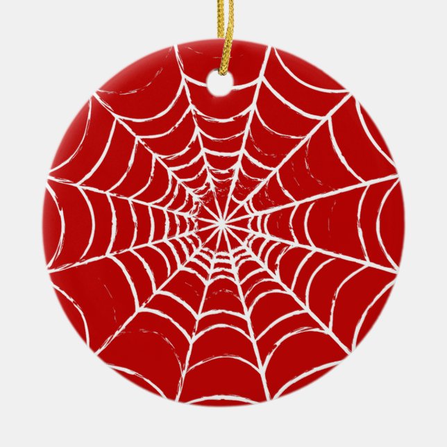 Red Web Ceramic Tree Decoration (Front)