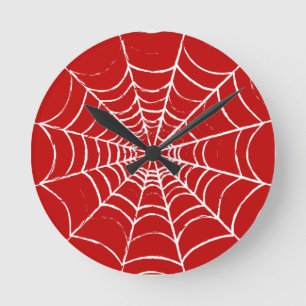 Red Web Round Clock