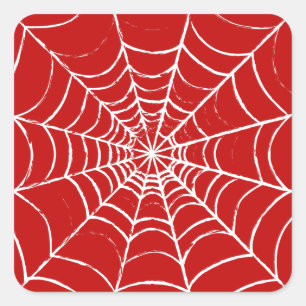Red Web Square Sticker