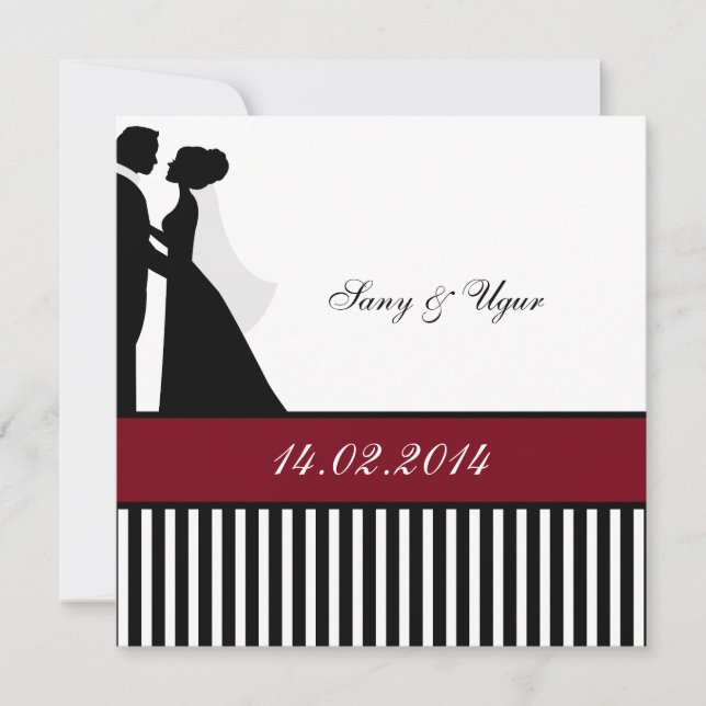 Red Wedding Couple Wedding Invitation (Front)