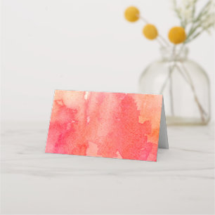 Red wedding. Fall seating card. Watercolor autumn Place Card