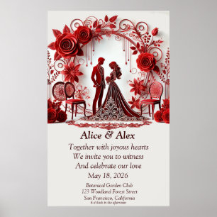 ✨ Red Wedding Invitation Bridal Shower Decor