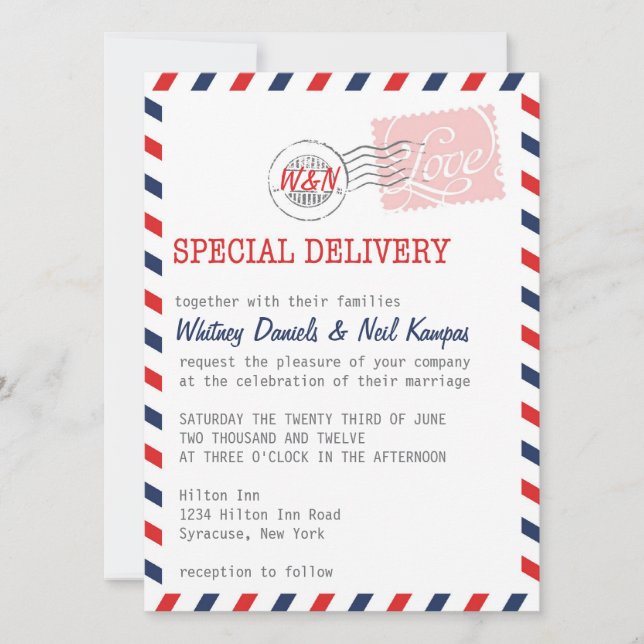 Red Wedding Invitation Postal Service Collection (Front)
