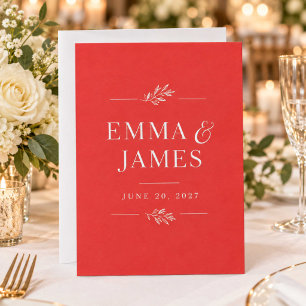 Red Wedding Invitation White Border