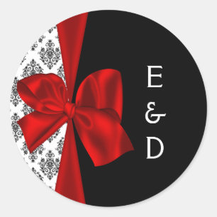 red wedding Monogram label