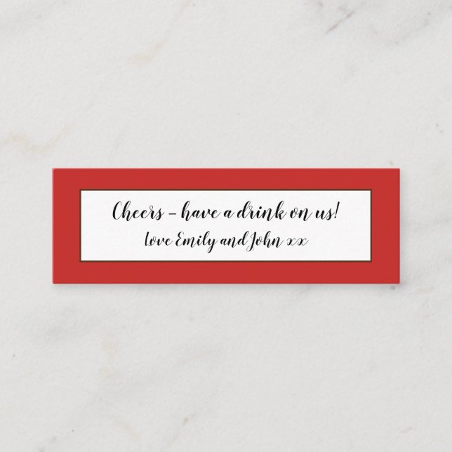 Red Wedding Reception Drinks Ticket (Front)