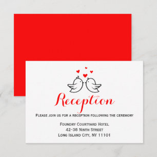 Red Wedding Reception Lovebirds Love Invitation