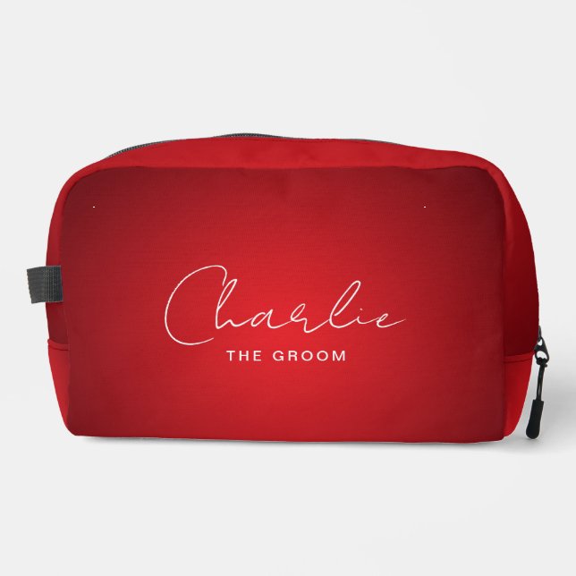 Red Wedding The Groom Personalised  Dopp Kit (Front)