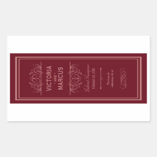 Red Wedding Wine Bottle Monogram Favour Labels
