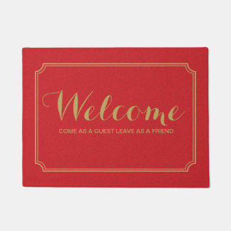 Red welcome doormat